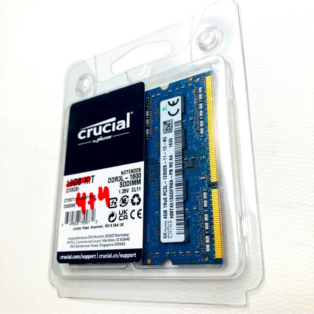 2 Hynix 4+4 GB Kit (1Rx8) Laptop Memory Ram, PC3L 12800S, HMT451S6DFR8A